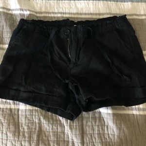 Black linen shorts